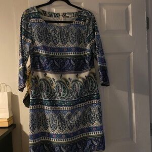 Old Navy Blue and Green Paisley Midi Dress